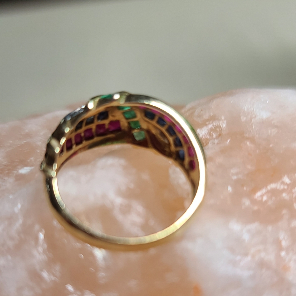 14kt-10kt YG Emerald, Sapphire, Ruby ring FIRM $$ - Picture 5 of 8